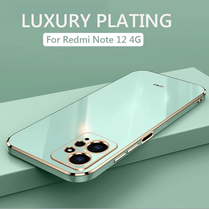 Capa De Telefone De Luxo Com Revestimento Quadrado Para Xiaomi Redmi Nota 12 4G Nota12 4G Versão Global ShockProof Soft Silicone Back Cover