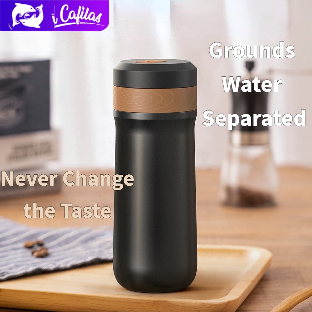 i Cafilas FK11 Cafeteira Prensa Francesa Cremeira Portátil Café Chá 320ml Aço Inoxidável Com Filtro Único De Viagem Isolada A Vácuo Caneca De Café & Chá
