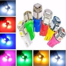 5/10 x Lâmpada T10 5  Leds branco amarelo azul verde vermelho rosa teto placa farolete pingo