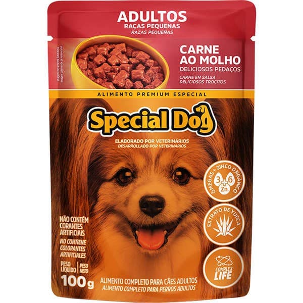 Ração Úmida Special Dog Sachê Carne para Cães Raças Pequenas