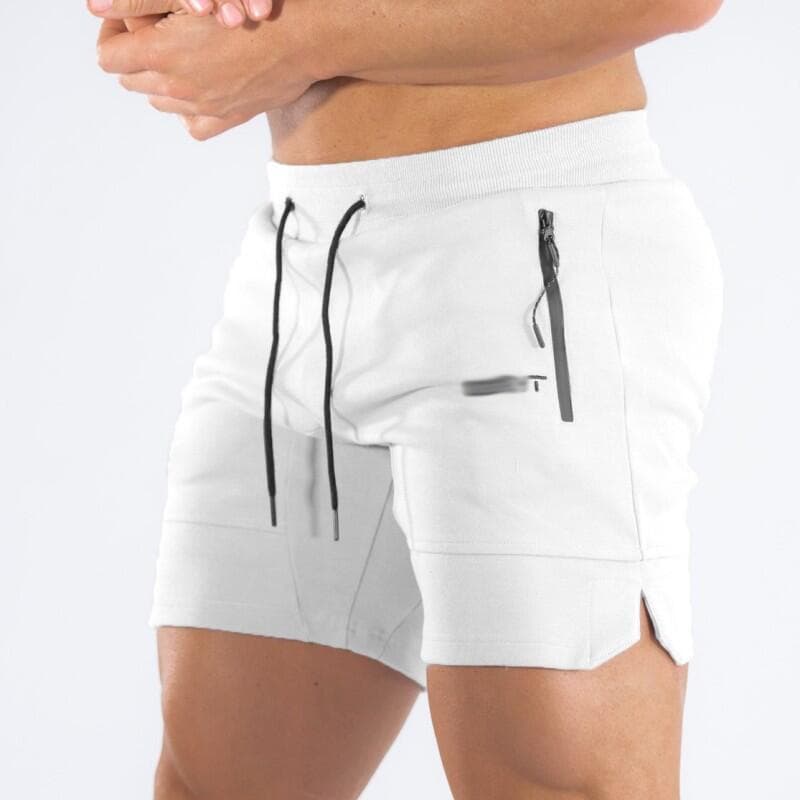 Calções Esportivos Masculinos Casuais Com Zíper De Bolso Calças De Treino De Malha