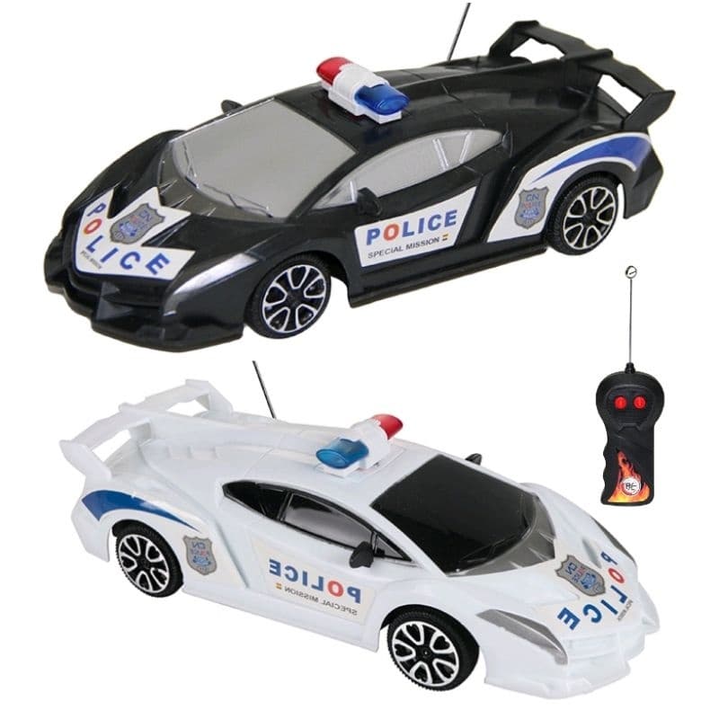 Carrinho de Controle Remoto Polícia 3 Funções Esportivo Brinquedo Escala 1:24