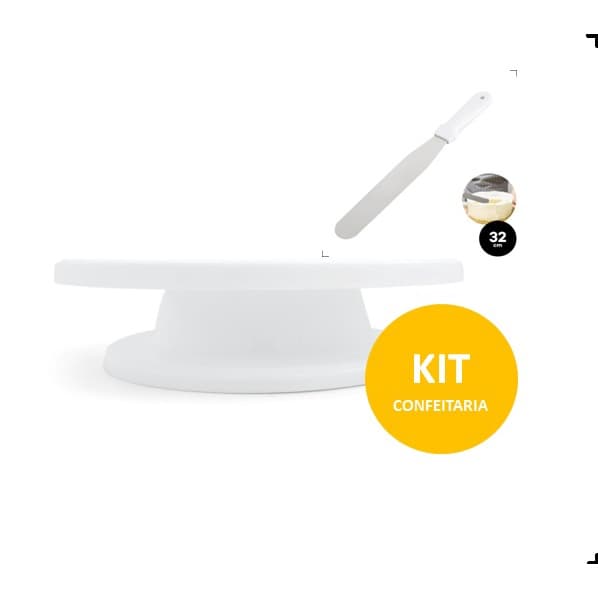 Kit Confeiteiro Bailarina Giratória Branca + Espátula 32cm para Ganachear