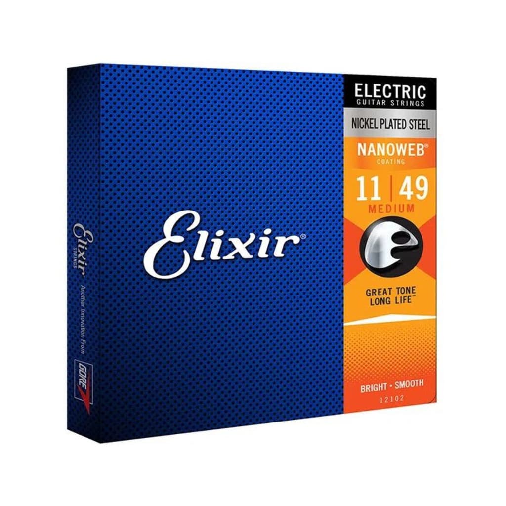 Kit 5 Encordoamento Guitarra 011 Elixir Medium Nanoweb 12102 Made in USA