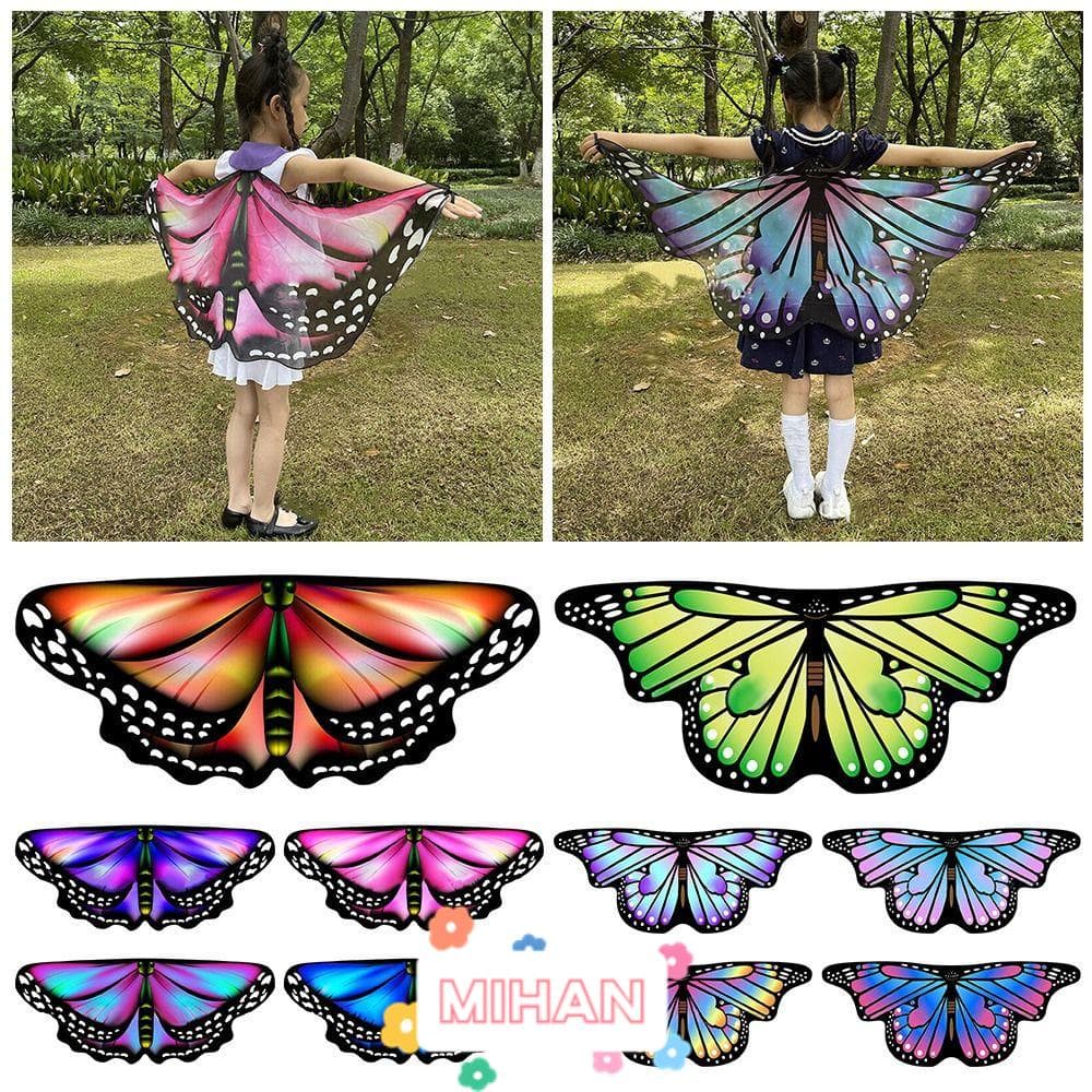 MH-BEAUTY Asas De Borboleta Capa Dourada Festival Mulheres Coloridas Meninas Traje Vestido Asa De Fada