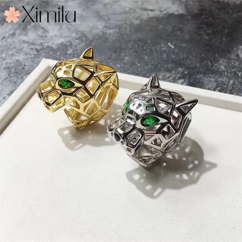 ⭐ Anel Original de Cabeça de Tigre Oca Dominativa Temperamento Feminino de Luxo All-Ma