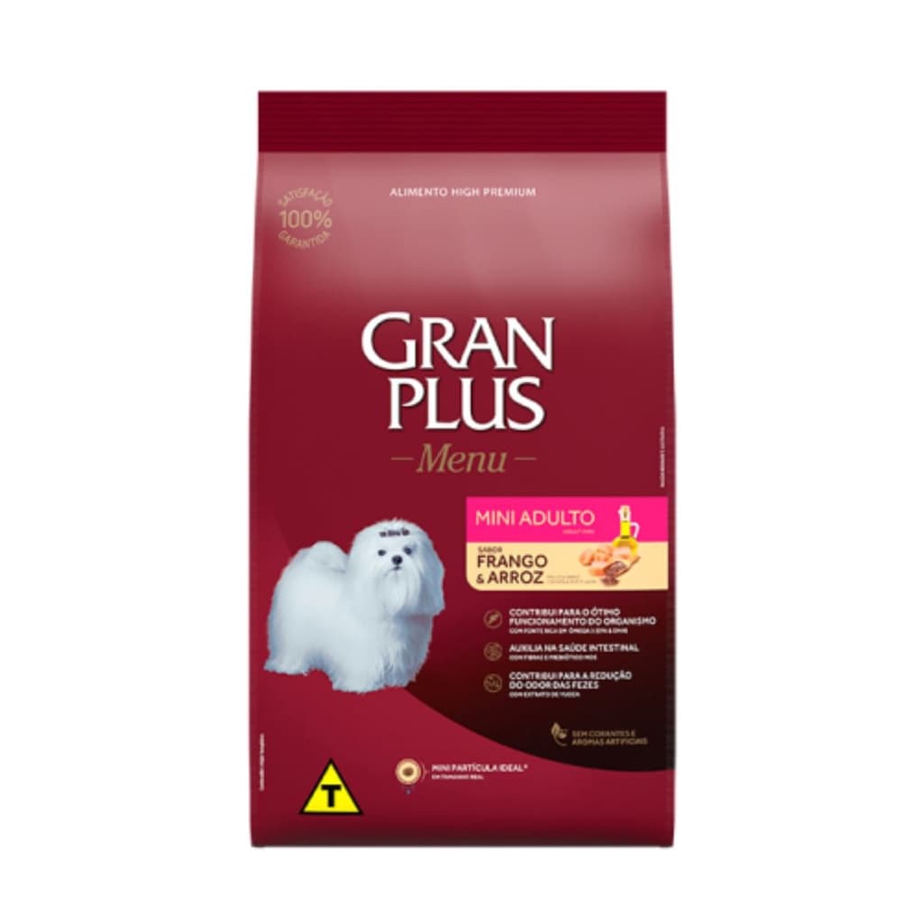 Ração Para Cachorros 1KG GranPlus Menu Cães Adultos Mini Sabor Frango e Arroz