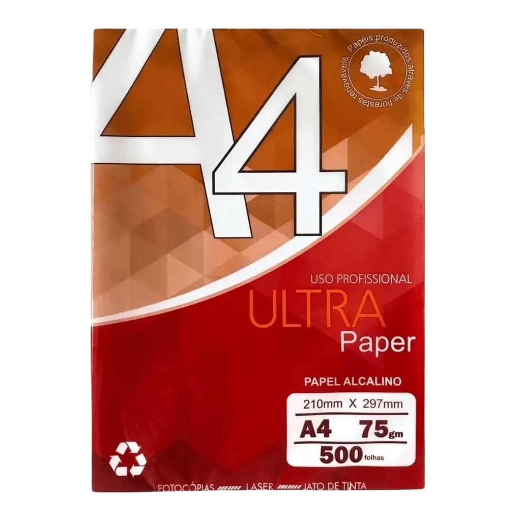 Papel Sulfite Branco A4 75g 210mm x 297mm Ultra Paper pacote com 500 Folhas