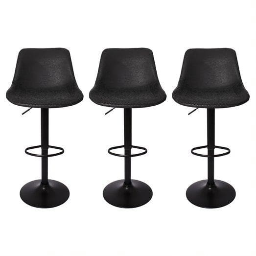 Kit 3 Banquetas Altas Estofadas Giratórias Ajustáveis Cozinha Bar Balcão Ilha Roma Vintage Preta