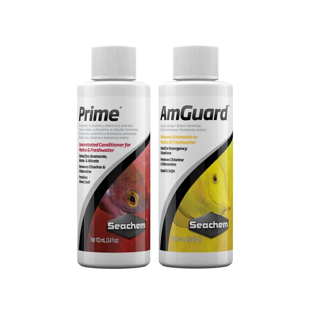 Kit Prime Amguard Seachem Remove Cloro Amônia Aquário 100ml