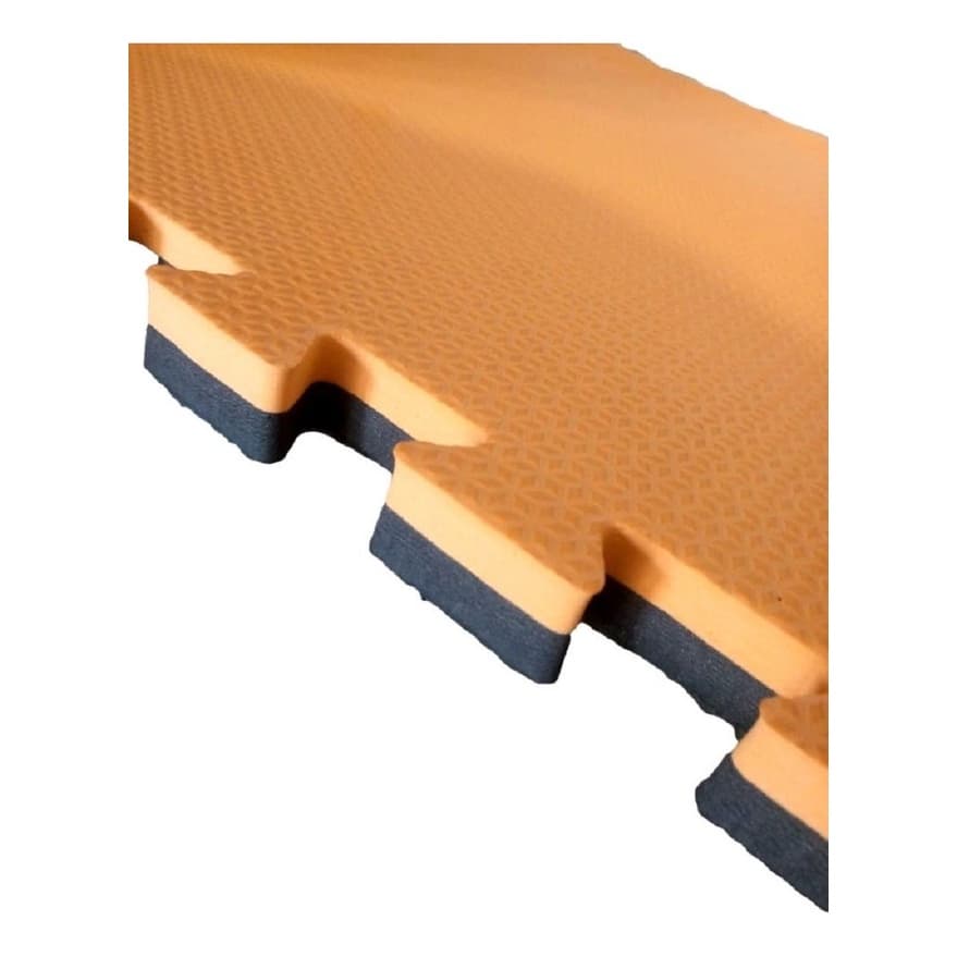 Kit 9 Tatames Tapetes EVA Dupla Face Laranja com Preto 50x50x2cm 20mm Linha Premium com Bordas