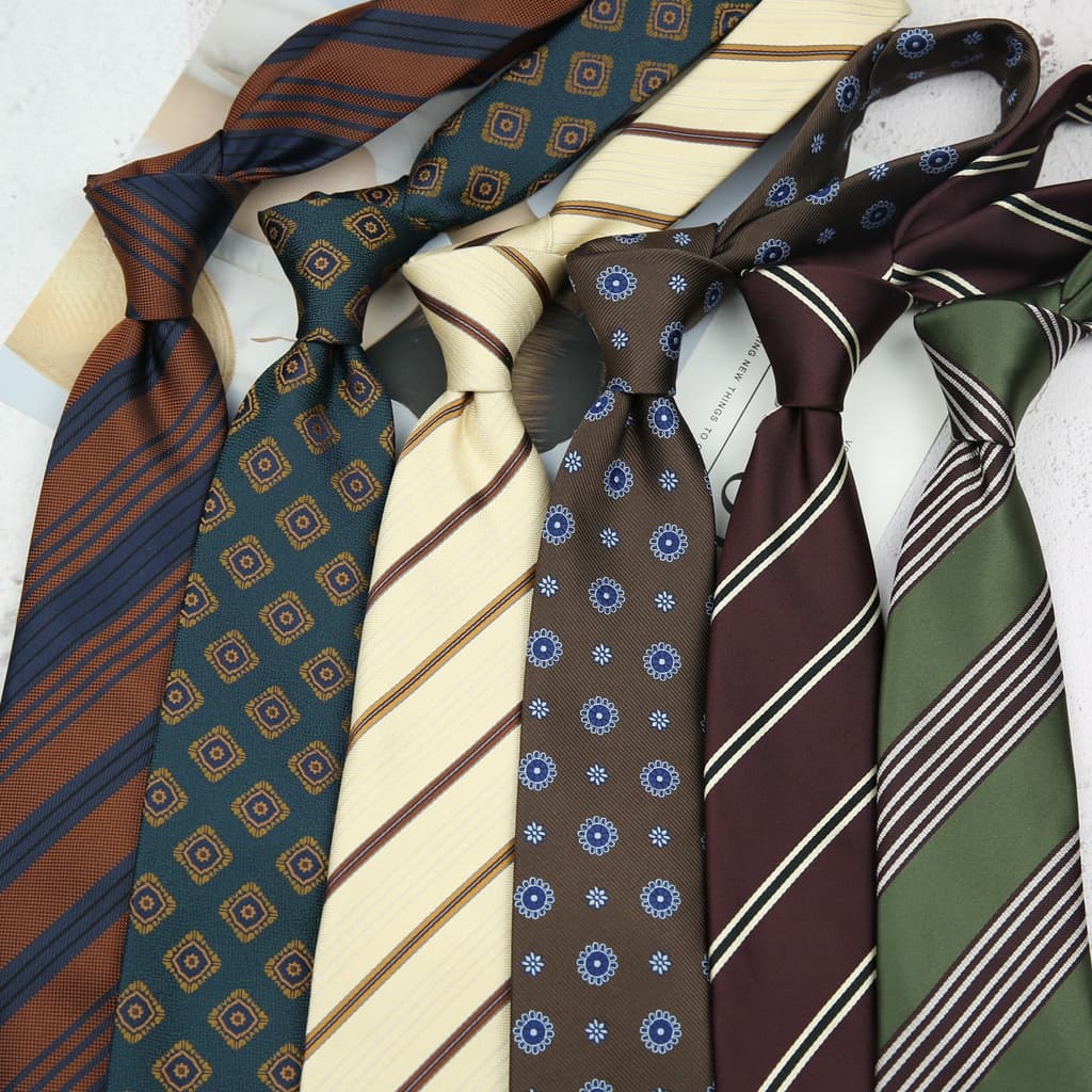 Gravatas De 8cm Estilo Britânico Geométricas De Poliéster Retro Listradas Para Homens Casamento De Negócios Presente