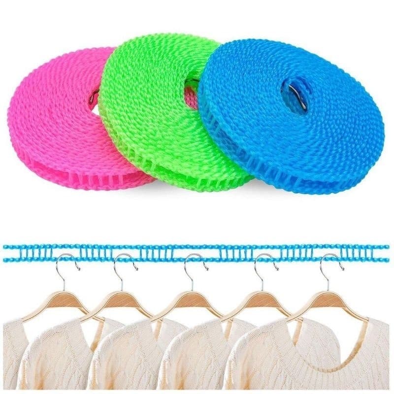 De Varal Corda Para Roupas Nylon Antiderrapante Cabides 3 Metros Ajustável Casa/Varal Retrátil Portátil Antiderrapante