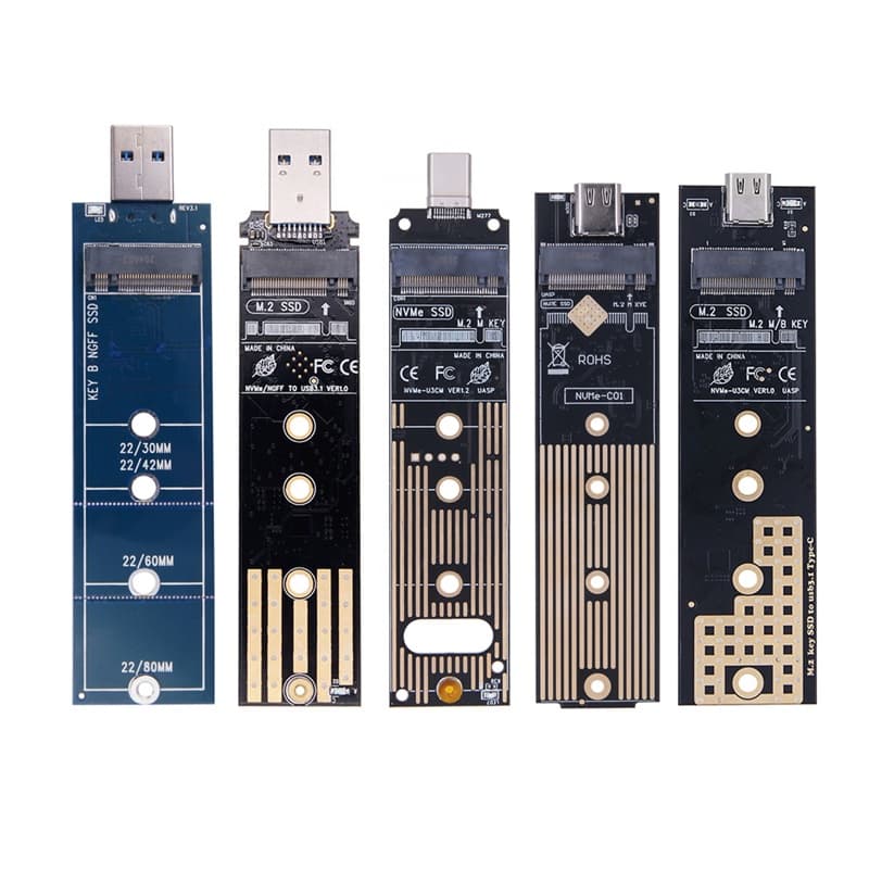 M.2 para USB 3.0 TIPO C Riser Placa Conversor Adaptador NGFF B M Chave 6Gbps M.2 NVME M Chave 10Gbps Cartão para 2230 2240 2260 2280 M2 SSD