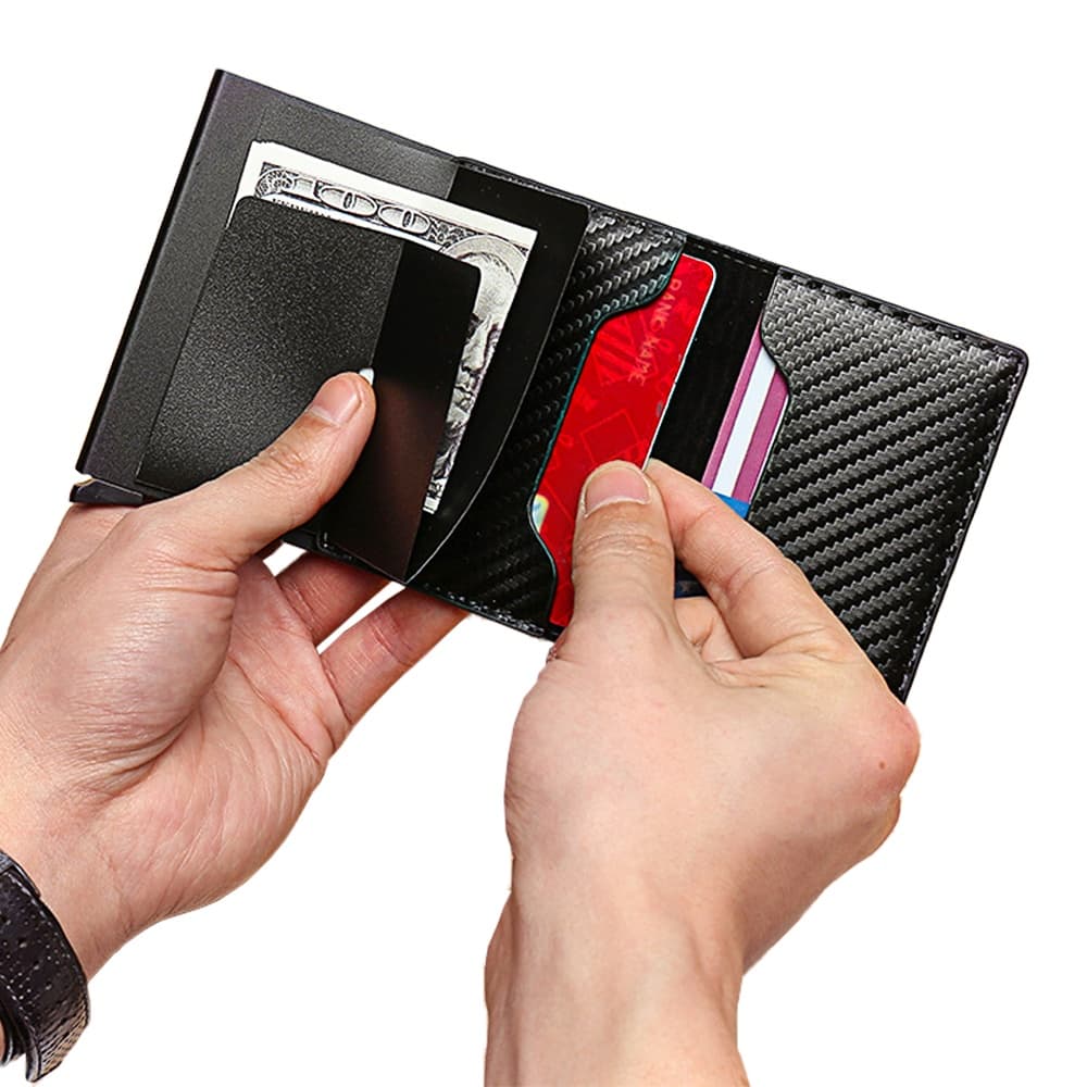 Carteira Masculina Slim Pequena Porta Cartao Anti Furto RFID