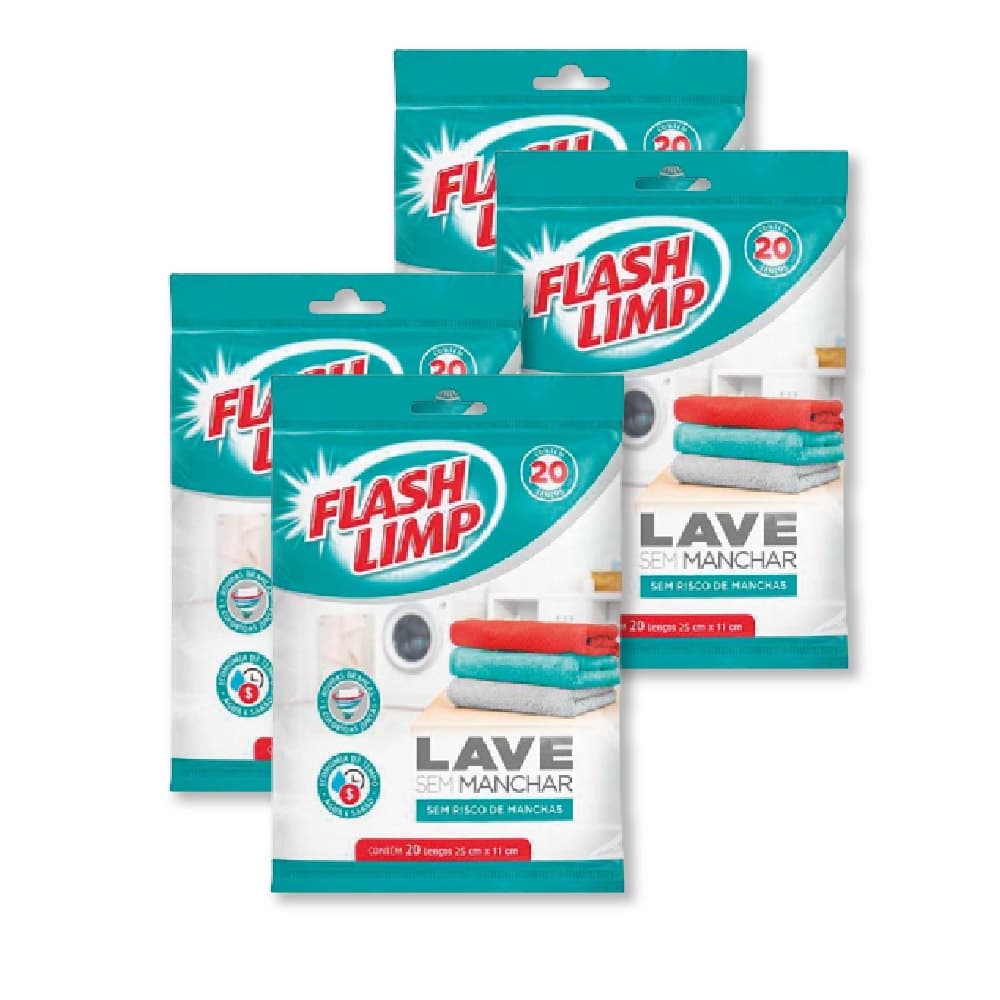 Kit 4 Lenço Lave Sem Manchar Anti Manchas FLASH LIMP