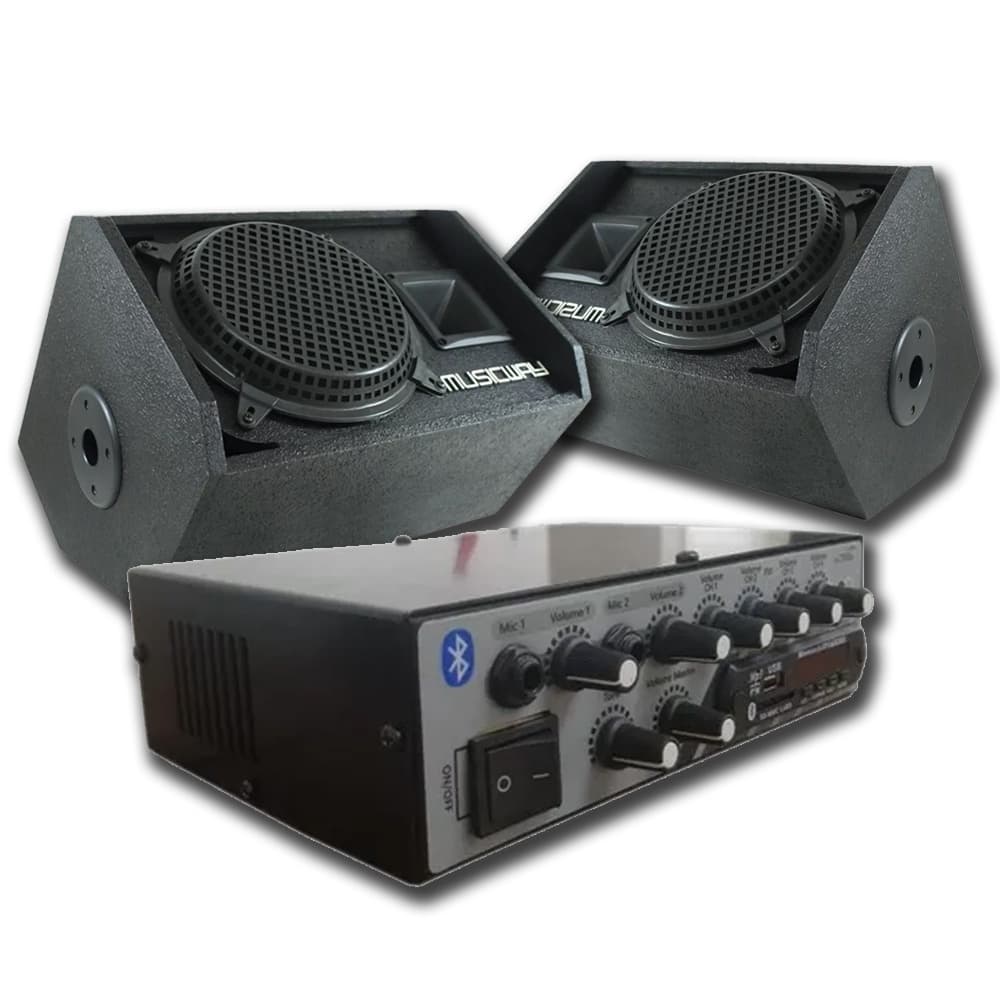 Kit 2 Caixas Acusticas Retorno + Amplificador RC7000