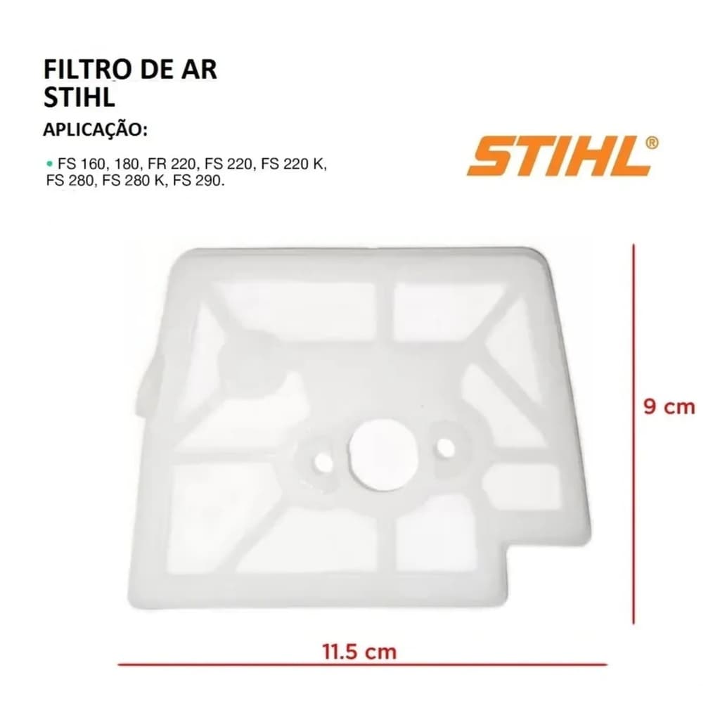 Filtro de Ar Tela Redinha Roçadeira A Gasolina Stihl Fs 160 / 220 / 280 / 290-UN