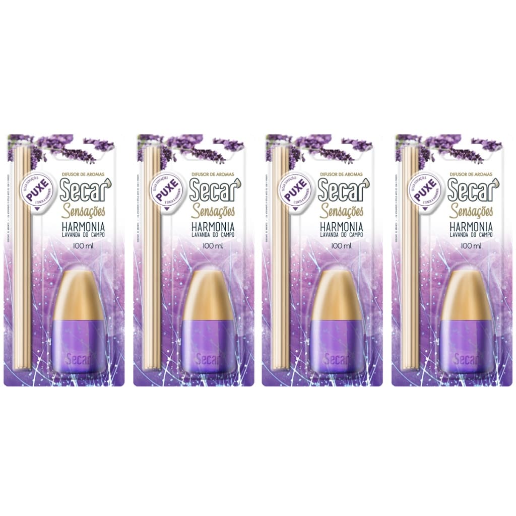 Kit 4un Difusor de Aromas Secar Sensações 100ml Aromatizador De Ambientes