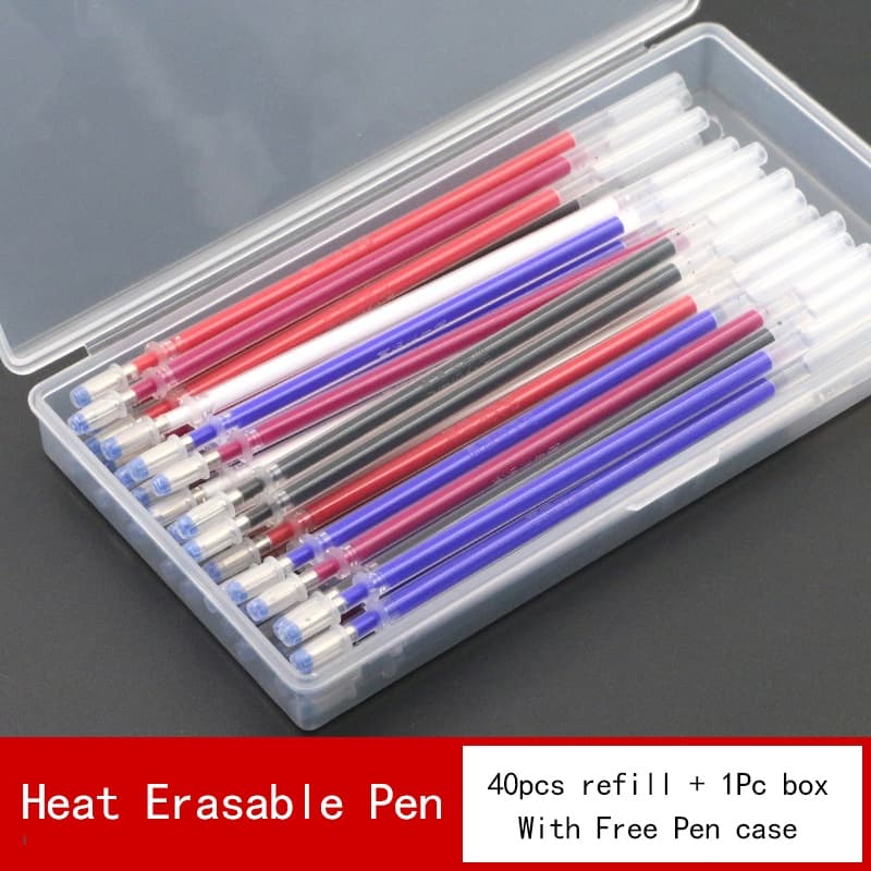 40Pcs Canetas De Costura Domésticas Marcação Black/white/blue/red Apagamento Térmico De Alta Temperatura Desaparecendo De Tecido Refil Acessórios De Personalização