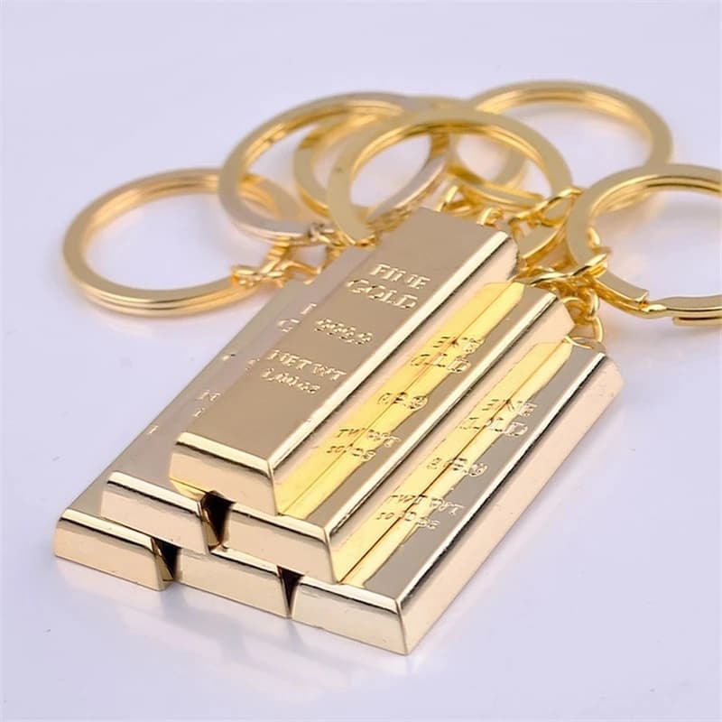 Imitação Criativa Chaveiro De Barra Dourada Unisex Metal Pingente De Tijolo Dourado Com Porta-Chaves Mochila Acessórios Para Decoração De Bolsas