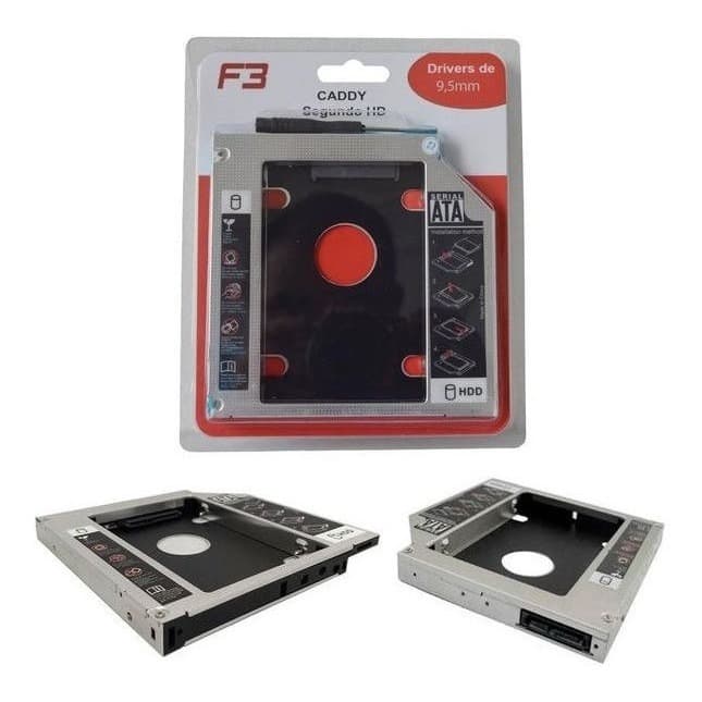 CADDY P/ HD OU SSD P/ NOTEBOOK 9.5MM / 12.7MM ADAPTADOR SSD CADDY NOTEBOOK HD SATA 9.5MM /12.7MM - CASE GAVETA DVD