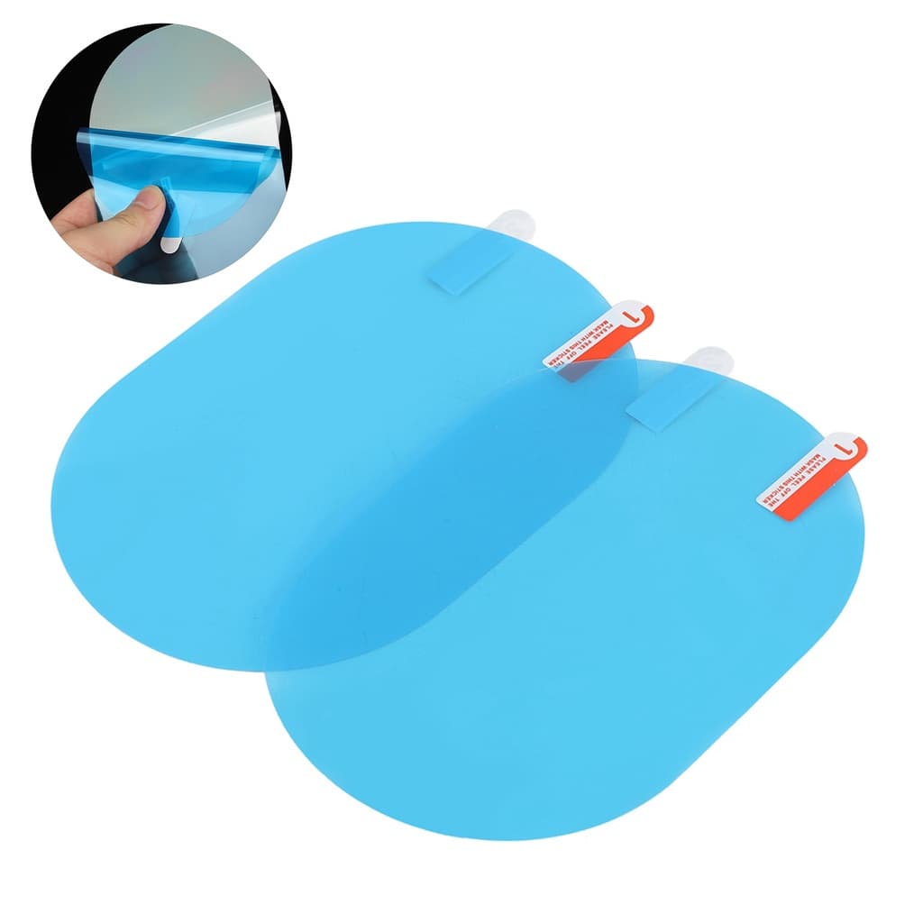 TMA ~ Película Protetora De Chuva Para Espelho Retrovisor De Carro , Adesivo À Prova Antiembaçante 100x145mm Oval Azul