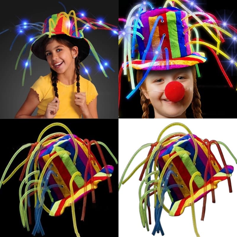 Kellnny Chapéu De Palhaço Arco-Íris Fantasia Adulta Iluminado Cowboy Ocidental Adereços De Festa Boné
