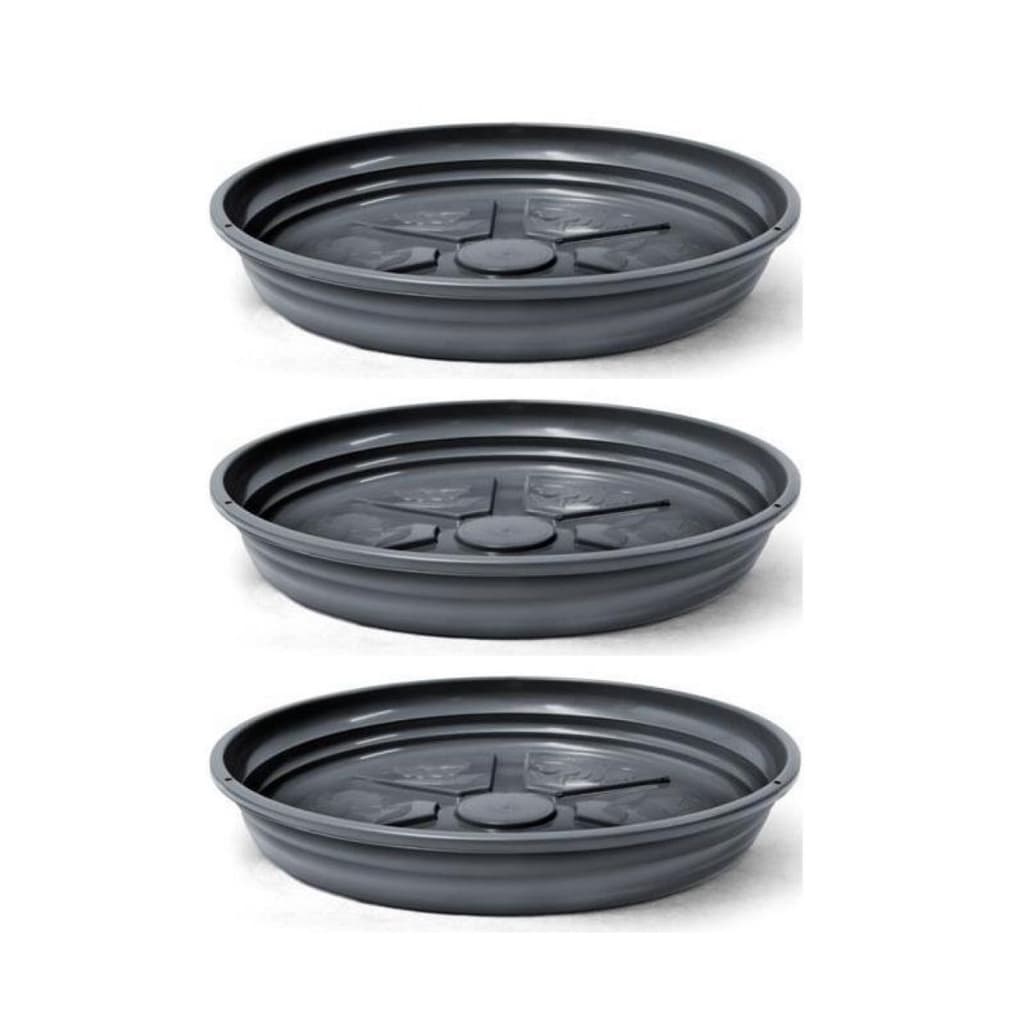 3 Prato de Vaso 29cm x 4cm Coletor de Agua Suporte Redondo De Plástico 07 De Planta Preto Para Vasos Grandes - Nutriplan
