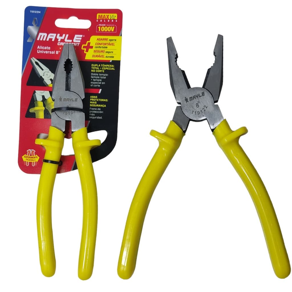 Alicate Universal 8" Cabo Amarelo Isolado 1000V MAYLE
