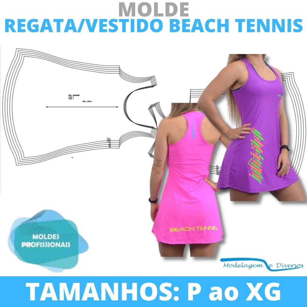 MOLDE VESTIDO BEACH TENNIS, MODELAGEM&DIVERSOS, CORREIOS