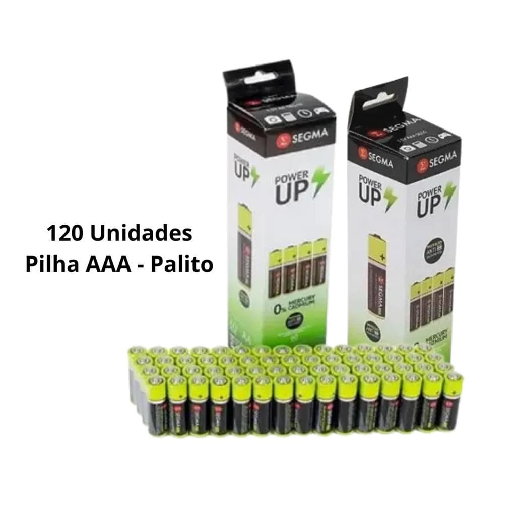 Pilha AAA Palito Segma Comum Zinco Caixa com 120 Unidades