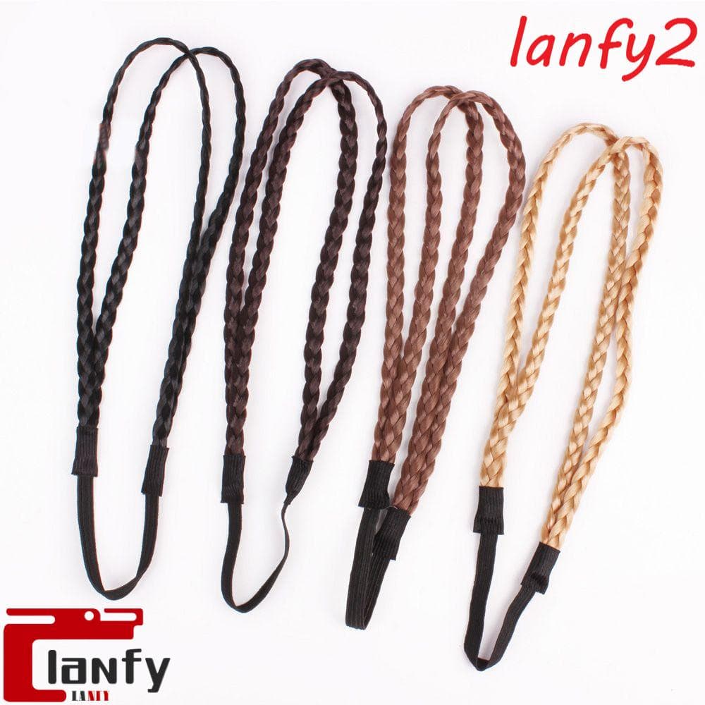 LANFY Trançado Faixa De Cabelo Torção Bandana 4 Cores Acessórios Para O Cabeça Sintética Argola Elástica Dupla Trançada
