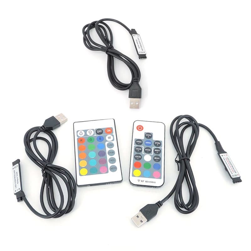 Porta USB 5V mini 3key 17key 24key 4Pin RGB Fita LED Controle De RF Dimmer Para 5050 3528 2835 BRA1