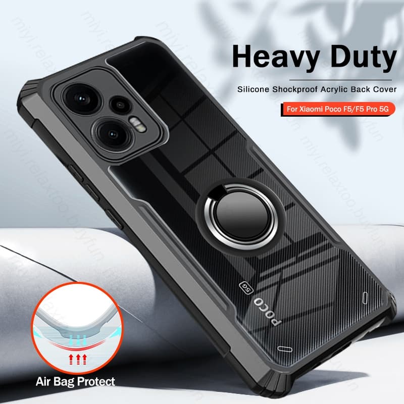 Xiaomi POCO F5 X5 Pro 5G Capa De Telefone Acrílica À Prova De Choque Para Serviço Pesado Na Redmi Nota 12 Plus 4G 5G Caixa De Suporte Do Anel Magnético