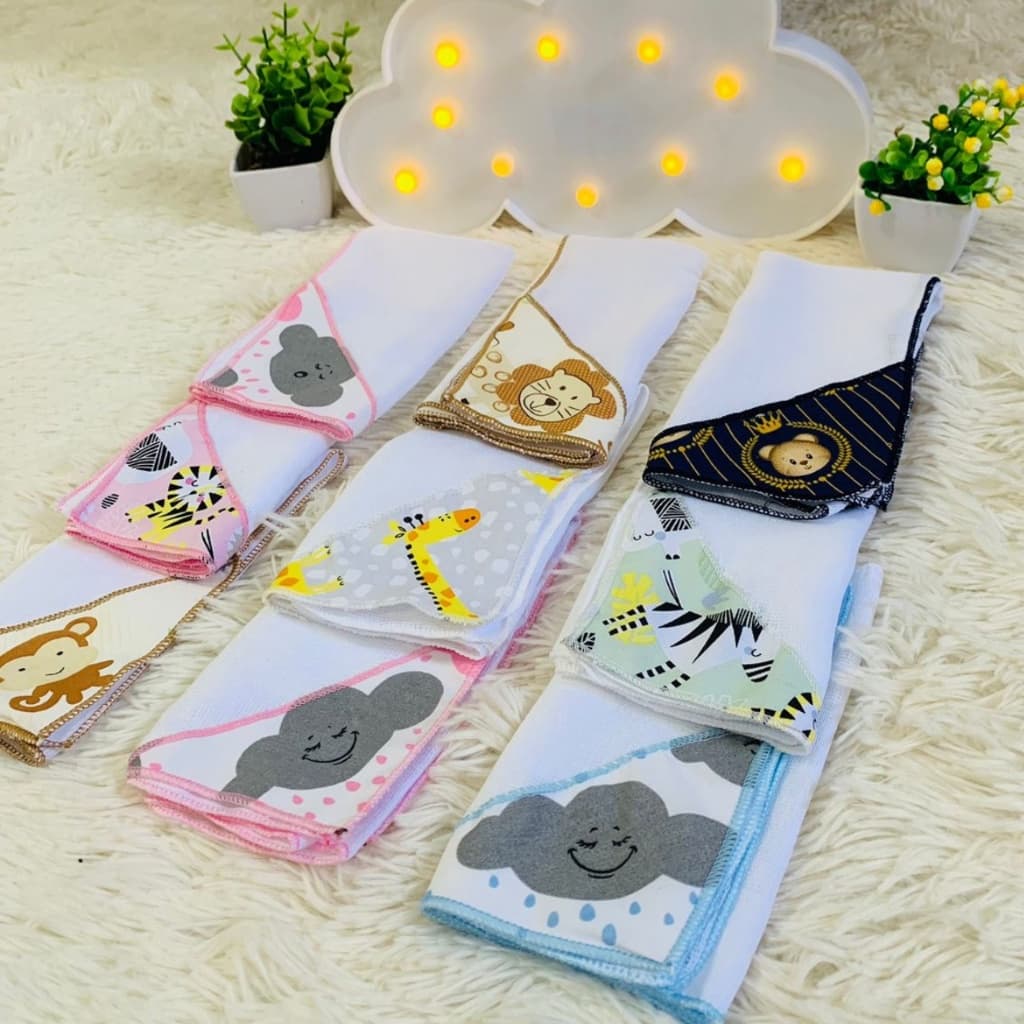 Kit 3 Unidades Fraldinha Pano de Boca Bebê Bordadas 100% Algodão Menino Menina