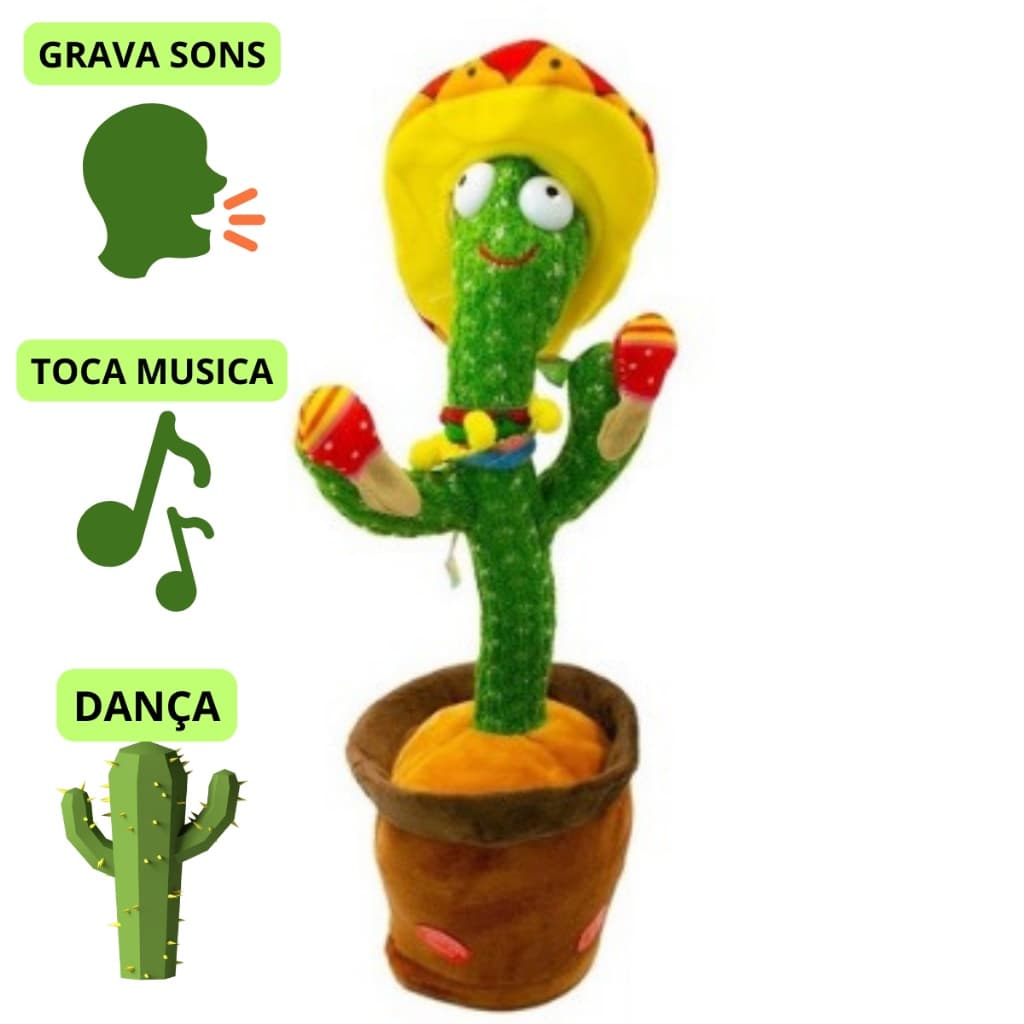 Brinquedo Cacto Dançante Falante Imita c/ Musicas Repete Falas