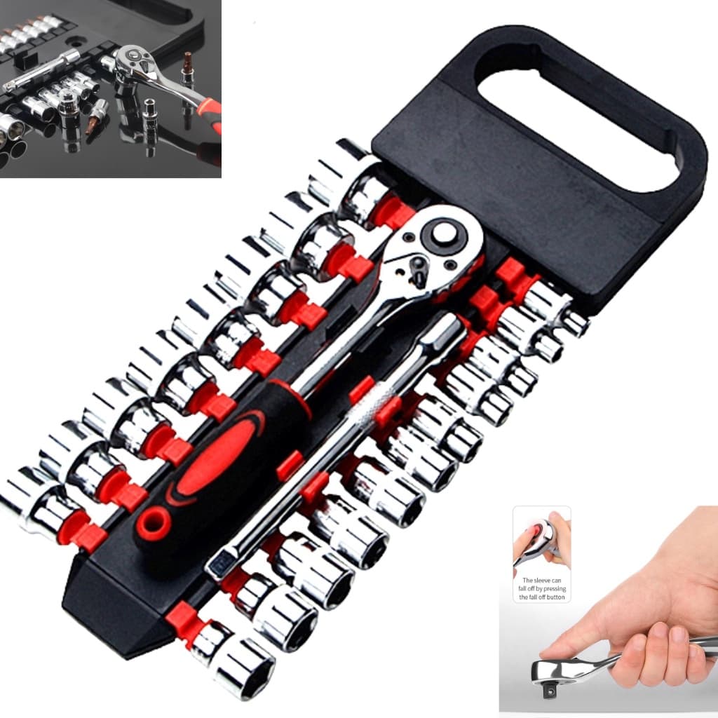 Kit 22 Peças Jogo De Soquetes 1/2 Polegada Aço Cromo Vanádio Profissional
