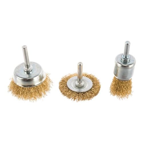 Escova De Aço  Circular Com Haste 6 Mm Kit Com 3 Peças