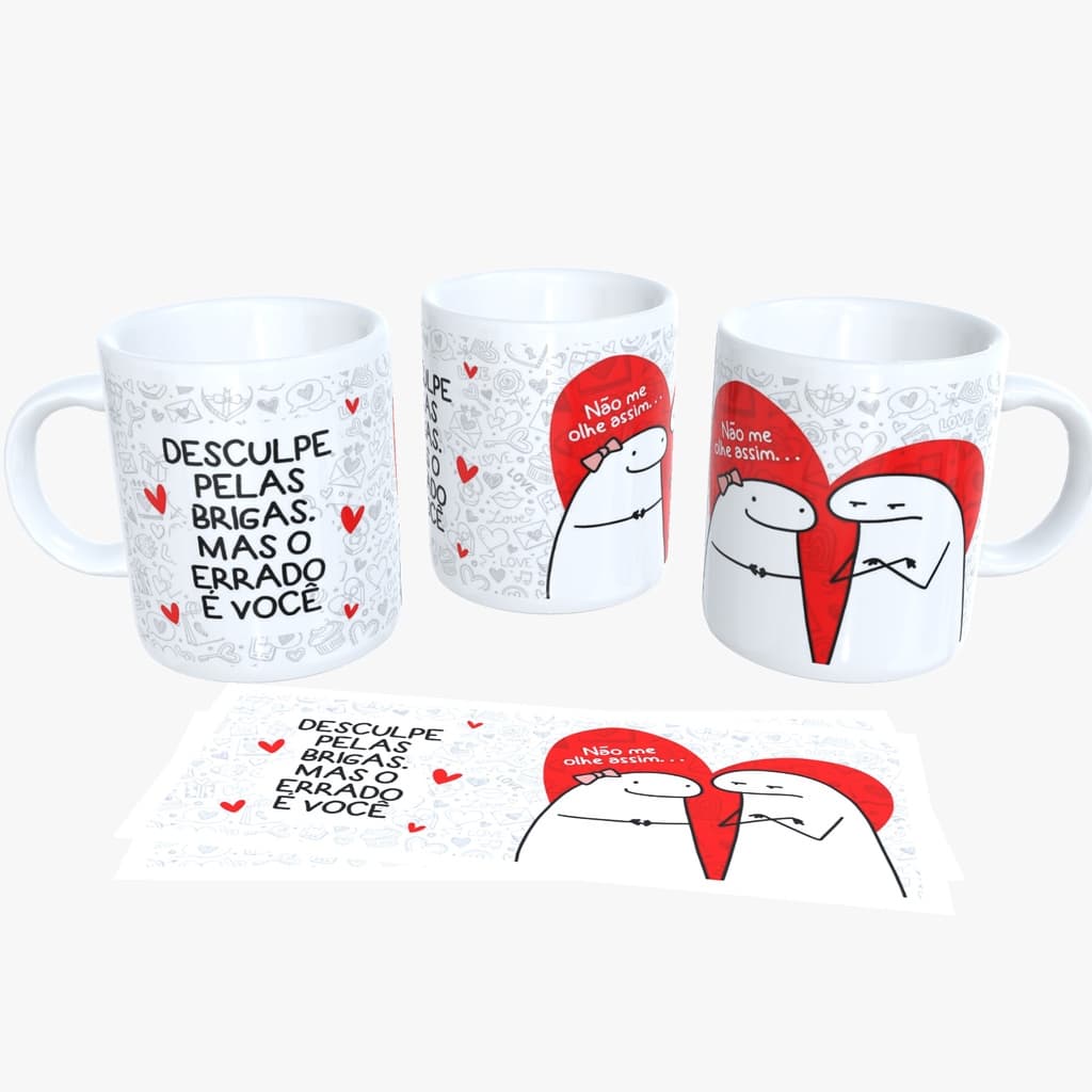 Caneca De Porcelana Personalizada Desculpe pelas brigas C