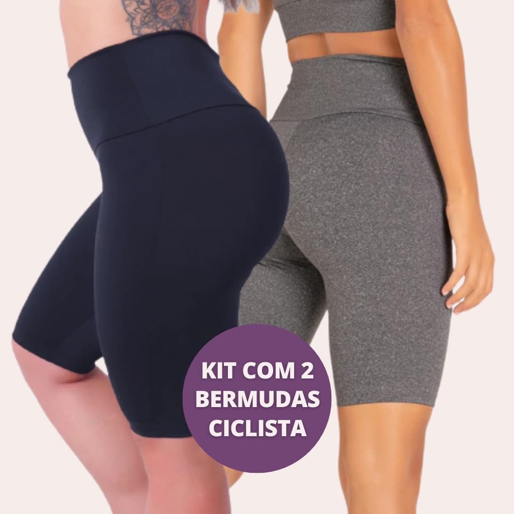 Kit com 2 Shorts Ciclista, Shorts Biker. Ideal Para Academia, Costura Reforçada.