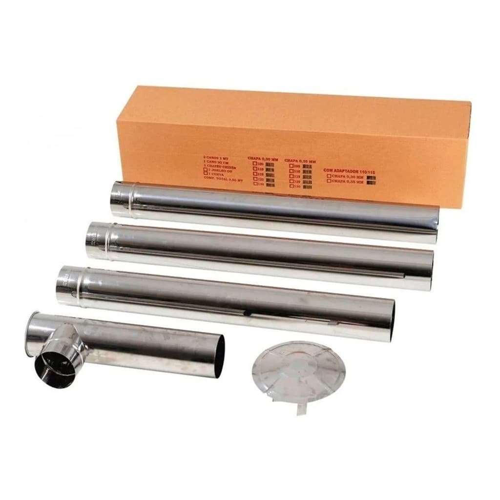 Kit Chaminé para Fogão a Lenha 5 Peças 120mm Aço Galvanizado
