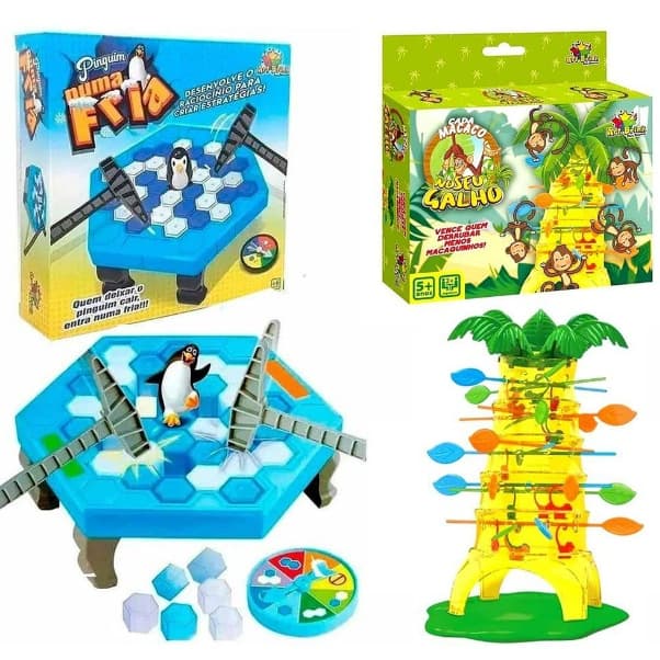Combo Kids Brinquedo Maca no seu Galho + Quebra Gelo Pinguim