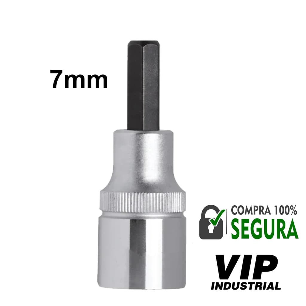 Soquete Allen curto 7mm encaixe 1/2 " VIP 904576U