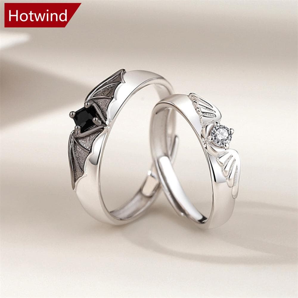 HOTWIND Anéis De Casal Personalizados De Nicho Anjo E Demônio Abertura Ajustável Jóias Para Homens Mulheres D7V1