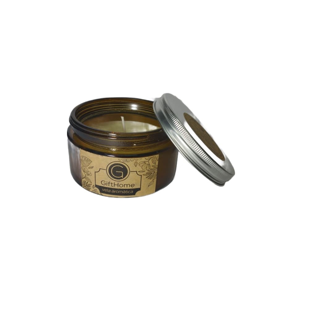 Vela Parafina Aromatica  Com Support de Vidro e Tampa 5x9 cm Casa e Decoraçao Aroma Natural