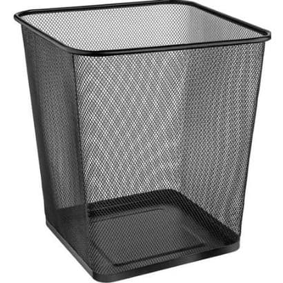 Lixeira Metal Aramado Cesto Lixo 12L Preta Quadrada Escritorio LI520 Sutt