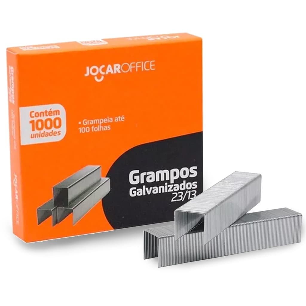 Grampo 23/13 Galvanizado Grande Caixa C/1000 Escritório 100 Folhas