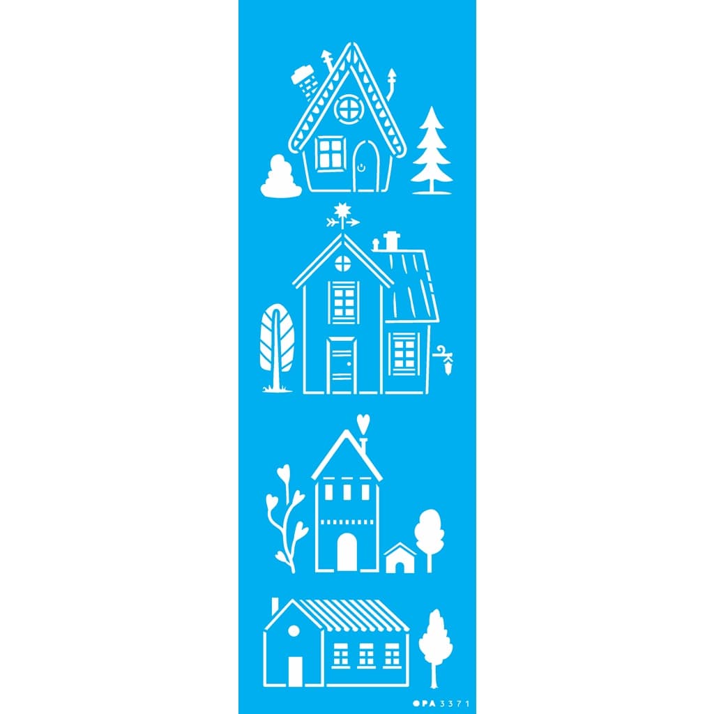 Stencil Casas Desenhadas 10x30 Opa 3371