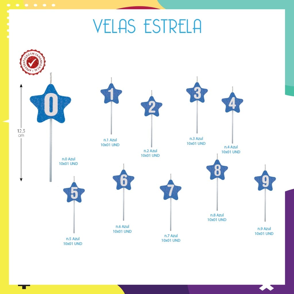 Velas De Aniversário Estrela Azul Artimagem